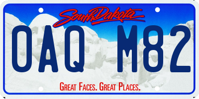 SD license plate 0AQM82