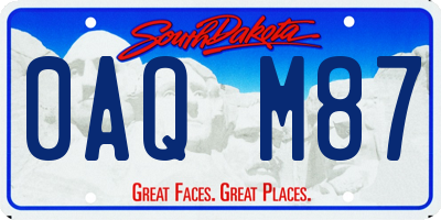 SD license plate 0AQM87