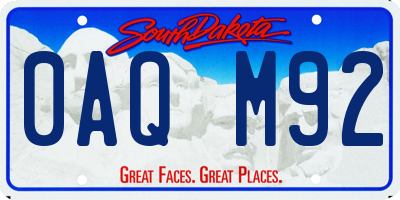 SD license plate 0AQM92