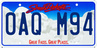 SD license plate 0AQM94