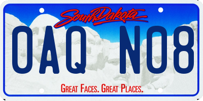 SD license plate 0AQN08