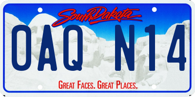 SD license plate 0AQN14