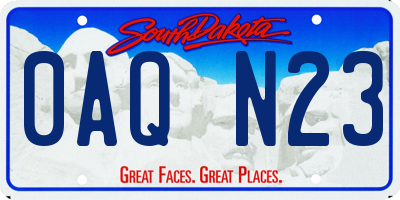 SD license plate 0AQN23