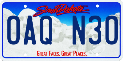 SD license plate 0AQN30