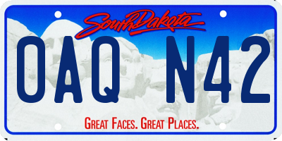 SD license plate 0AQN42