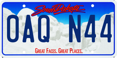SD license plate 0AQN44