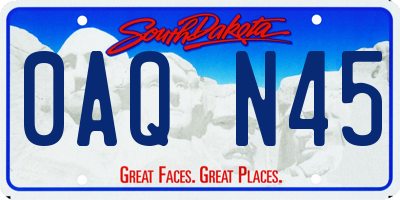 SD license plate 0AQN45