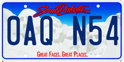 SD license plate 0AQN54