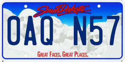 SD license plate 0AQN57