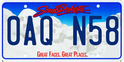 SD license plate 0AQN58