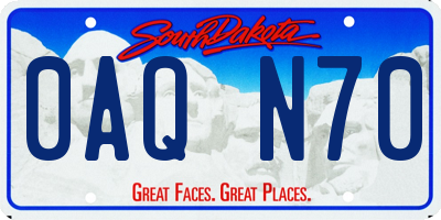 SD license plate 0AQN70