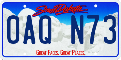 SD license plate 0AQN73