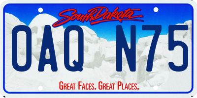 SD license plate 0AQN75