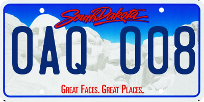 SD license plate 0AQO08