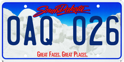 SD license plate 0AQO26