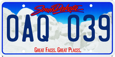 SD license plate 0AQO39