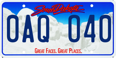 SD license plate 0AQO40