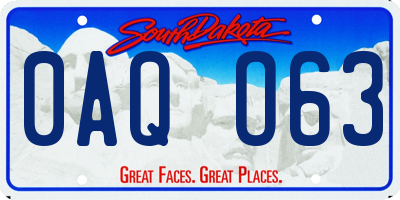 SD license plate 0AQO63