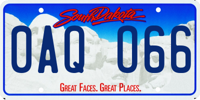 SD license plate 0AQO66