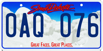 SD license plate 0AQO76