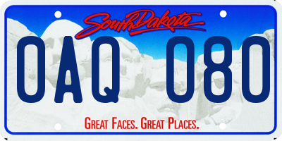 SD license plate 0AQO80