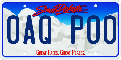 SD license plate 0AQP00