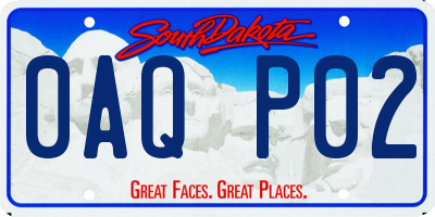 SD license plate 0AQP02