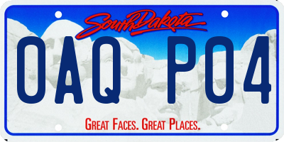 SD license plate 0AQP04