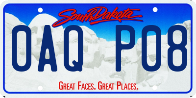 SD license plate 0AQP08