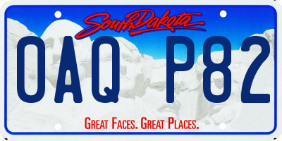 SD license plate 0AQP82