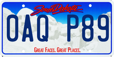 SD license plate 0AQP89
