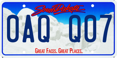 SD license plate 0AQQ07