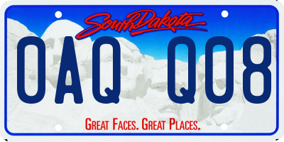 SD license plate 0AQQ08