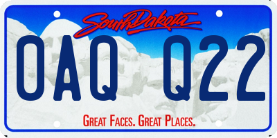 SD license plate 0AQQ22