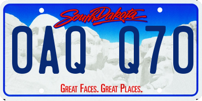 SD license plate 0AQQ70
