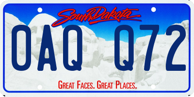 SD license plate 0AQQ72