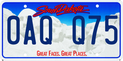 SD license plate 0AQQ75