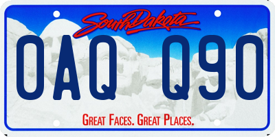 SD license plate 0AQQ90