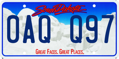 SD license plate 0AQQ97