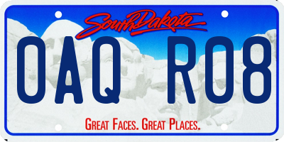 SD license plate 0AQR08