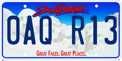 SD license plate 0AQR13