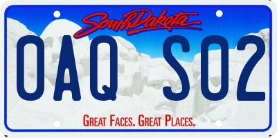 SD license plate 0AQS02