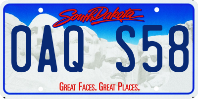 SD license plate 0AQS58