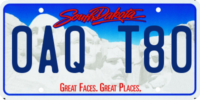 SD license plate 0AQT80