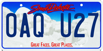 SD license plate 0AQU27