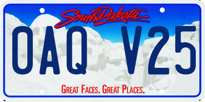 SD license plate 0AQV25