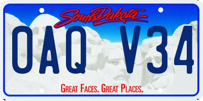 SD license plate 0AQV34