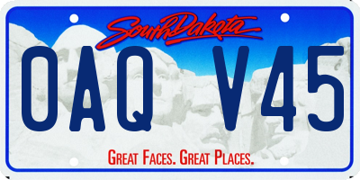 SD license plate 0AQV45