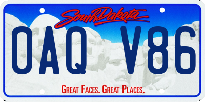 SD license plate 0AQV86