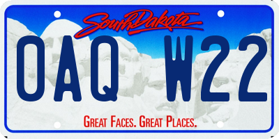 SD license plate 0AQW22
